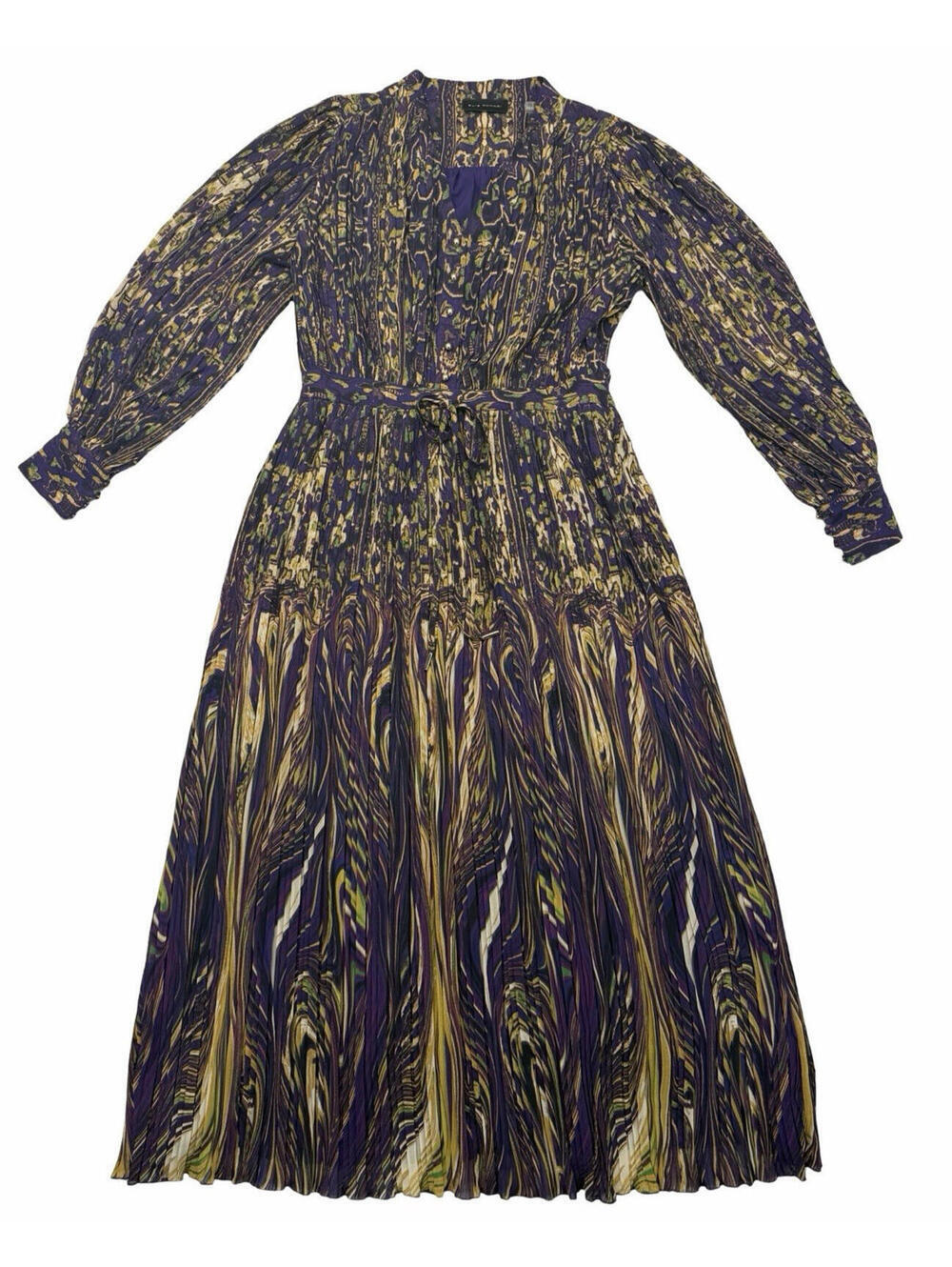 Elie Tahari The Alamada Sterling Palace Pleated Midi Dress Purple Size US 6